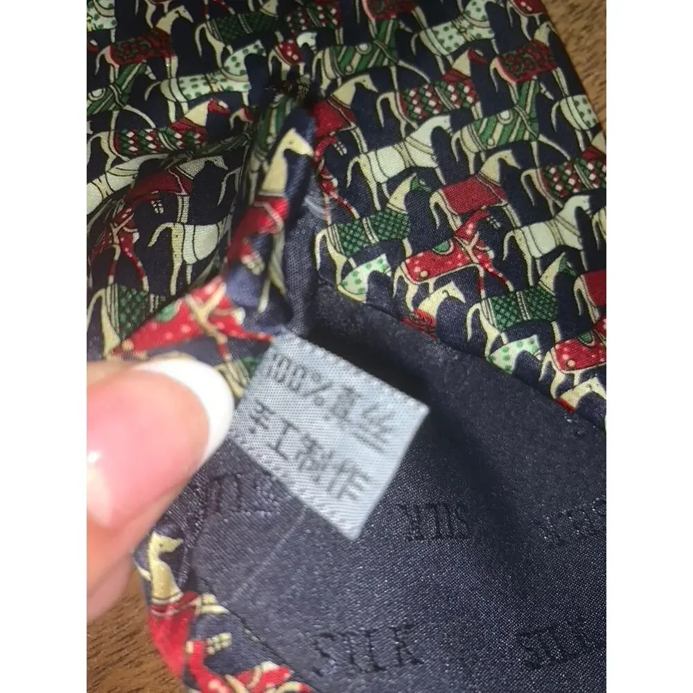 Hugo Boss Men's Silk Tie Horse Animal‎ Print Multicolor Classic Length